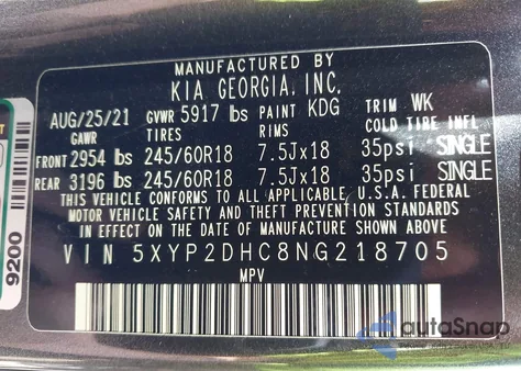 2022 Kia Telluride Lx z USA, uszkodzony, nr VIN 5XYP2DHC8NG218705